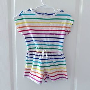 Primary romper in rainbow stripe | 2T